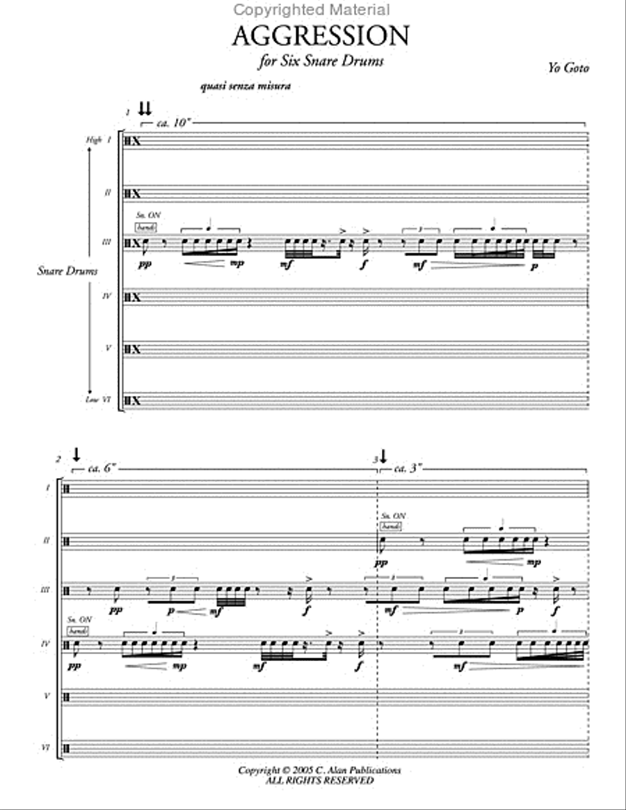 Aggression for Six Snare Drums Percussion Ensemble scores gallery preview page 2