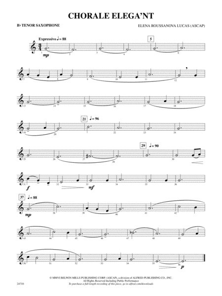 Chorale Elega'nt: B-flat Tenor Saxophone