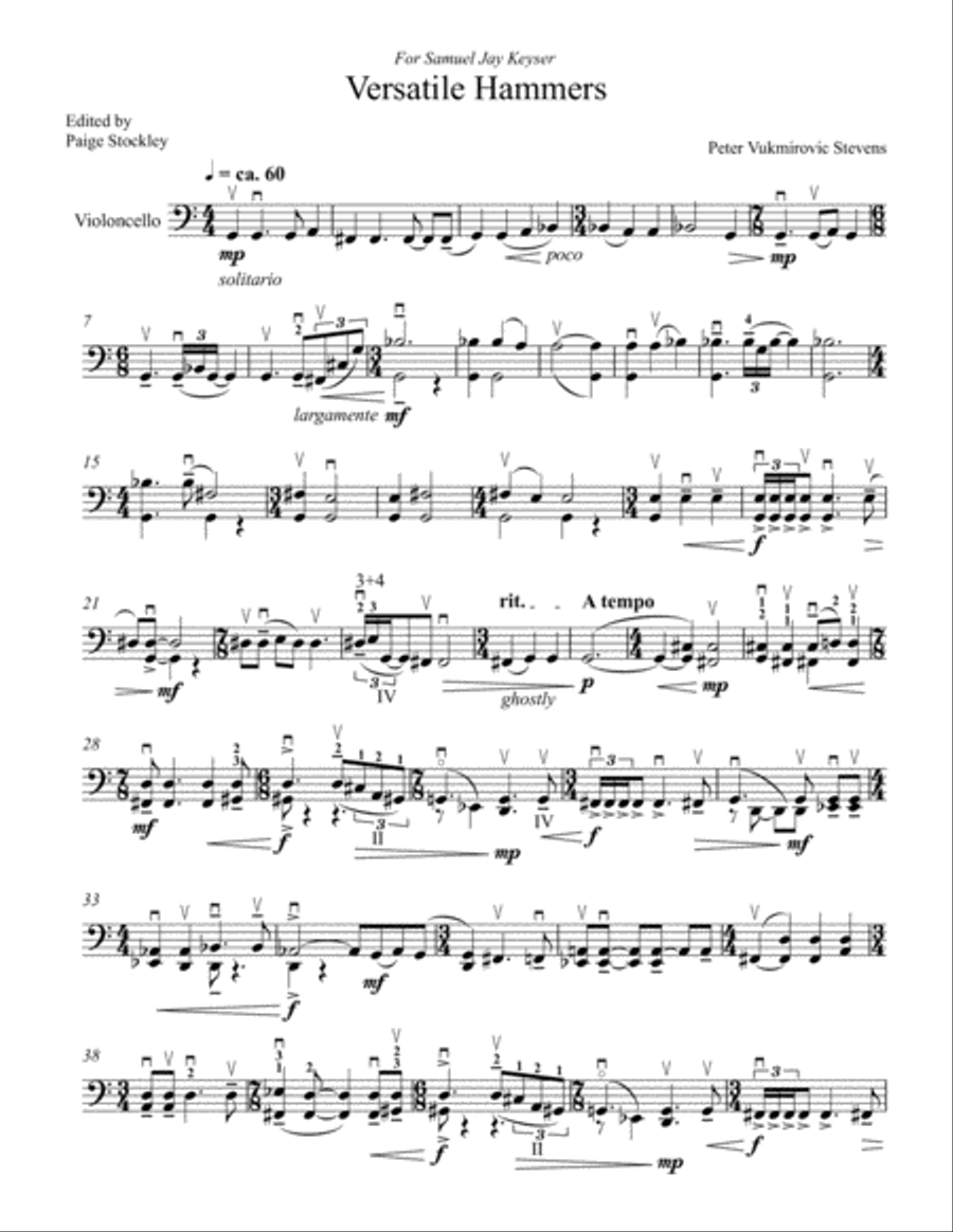 Versatile Hammers Cello Solo scores gallery preview page 1