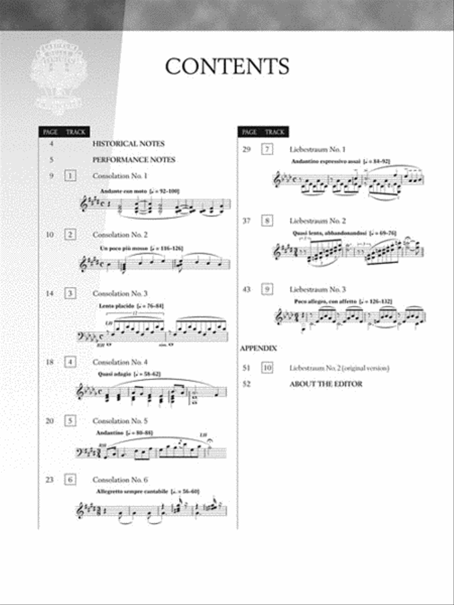 Franz Liszt – Consolations and Liebesträume Piano Solo scores gallery preview page 3