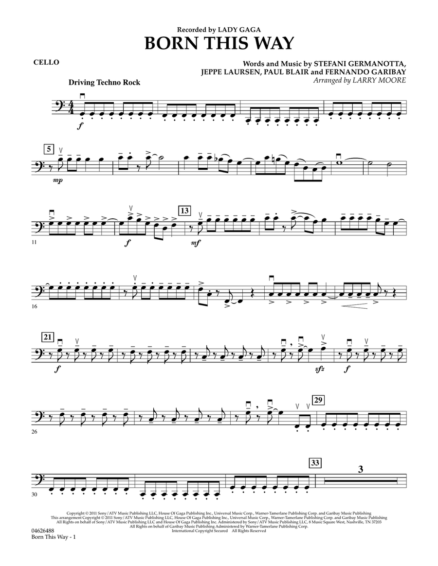 Born This Way - Cello Orchestra scores gallery preview page 1