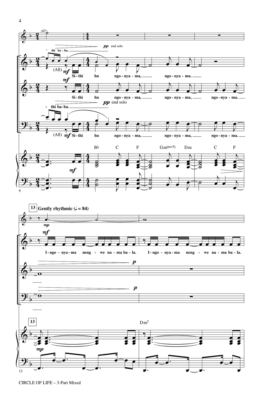 Circle Of Life (with Nants' Ingonyama) (from The Lion King) (Arr. Audrey Snyder) 3-Part scores gallery preview page 2