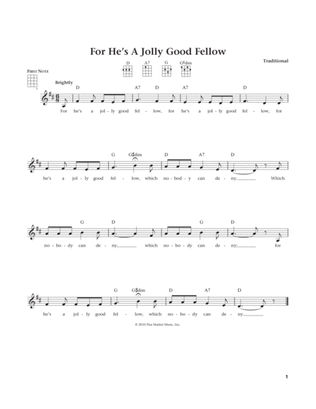 Book cover for For He's A Jolly Good Fellow (from The Daily Ukulele) (arr. Liz and Jim Beloff)