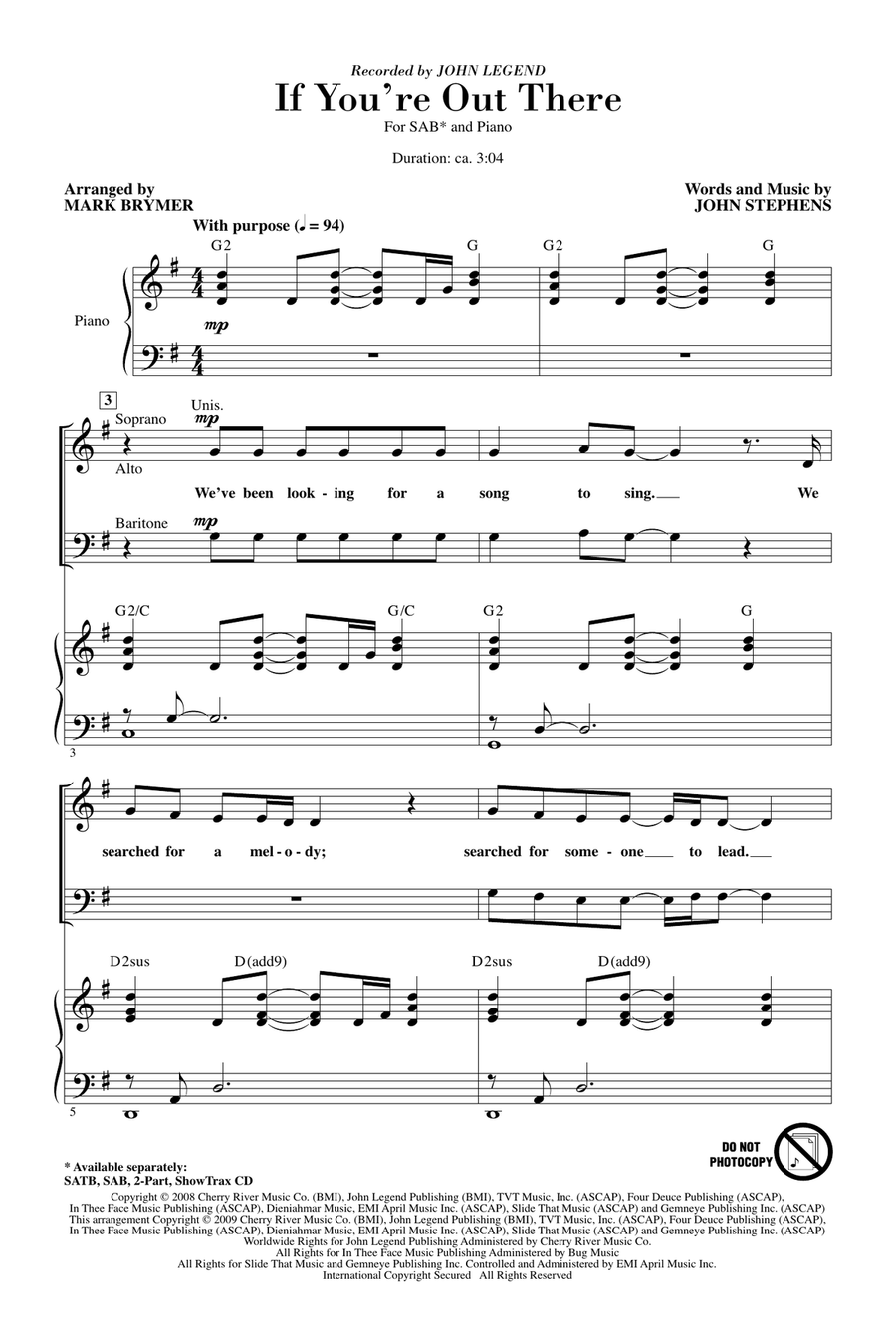 If You're Out There 3-Part scores gallery preview page 1