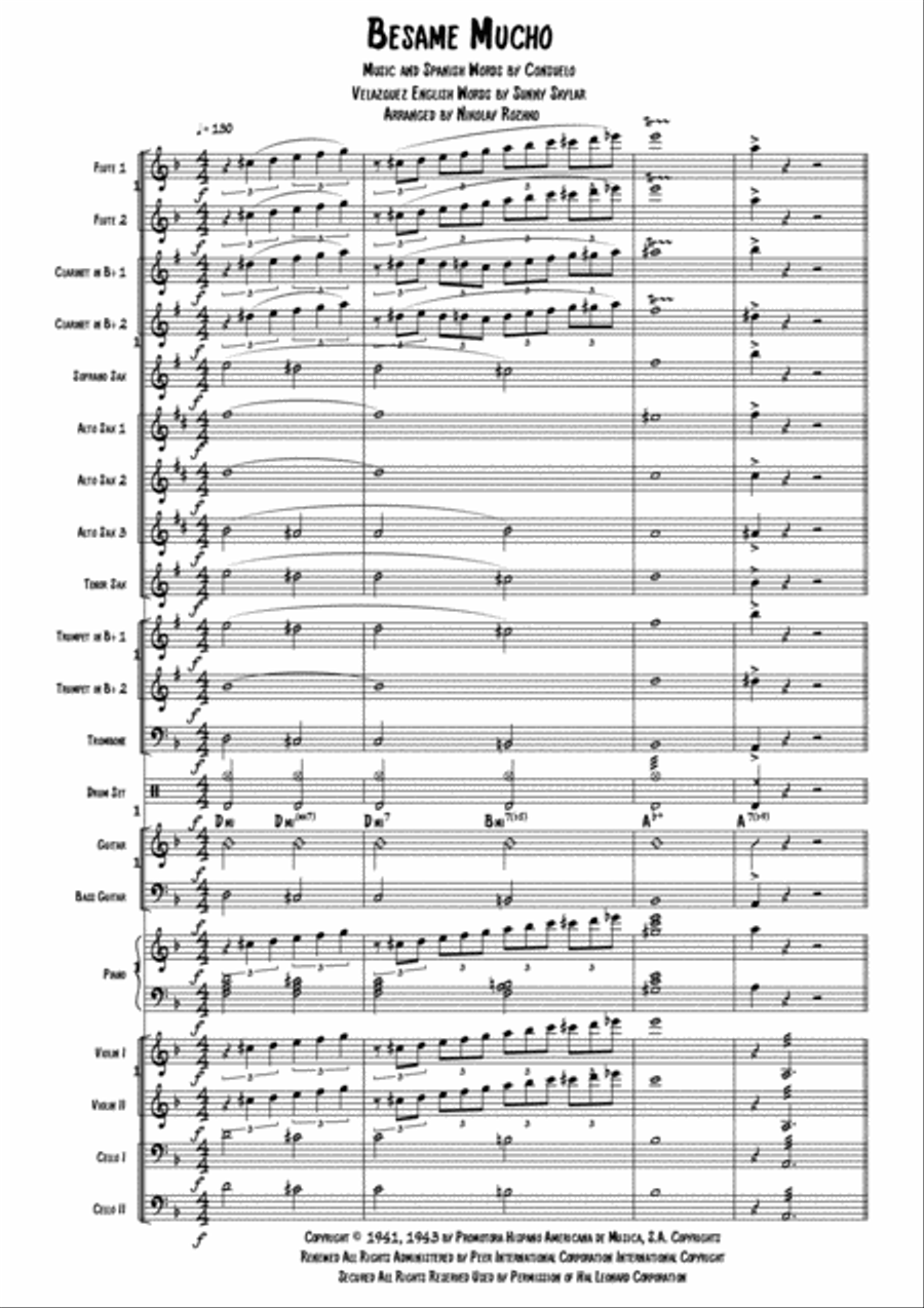 Besame Mucho (Kiss Me Much) Large Ensemble scores gallery preview page 2