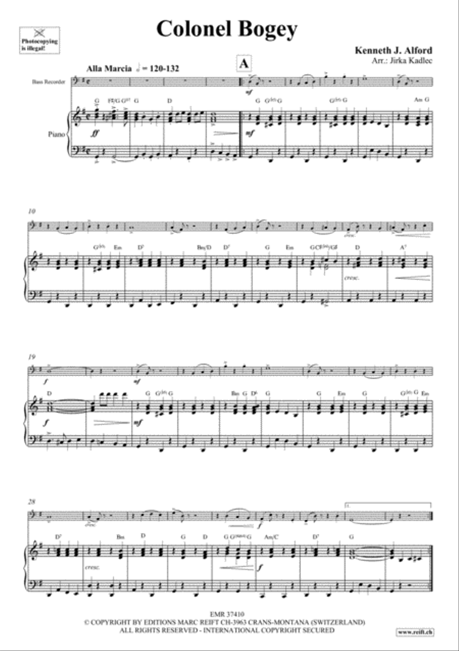 Colonel Bogey Bass Recorder scores gallery preview page 4