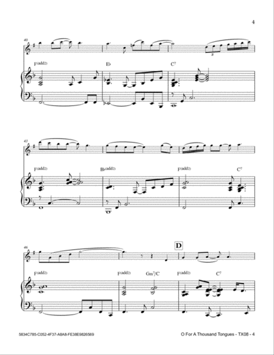 O For A Thousand Tongues Tenor Saxophone scores gallery preview page 5