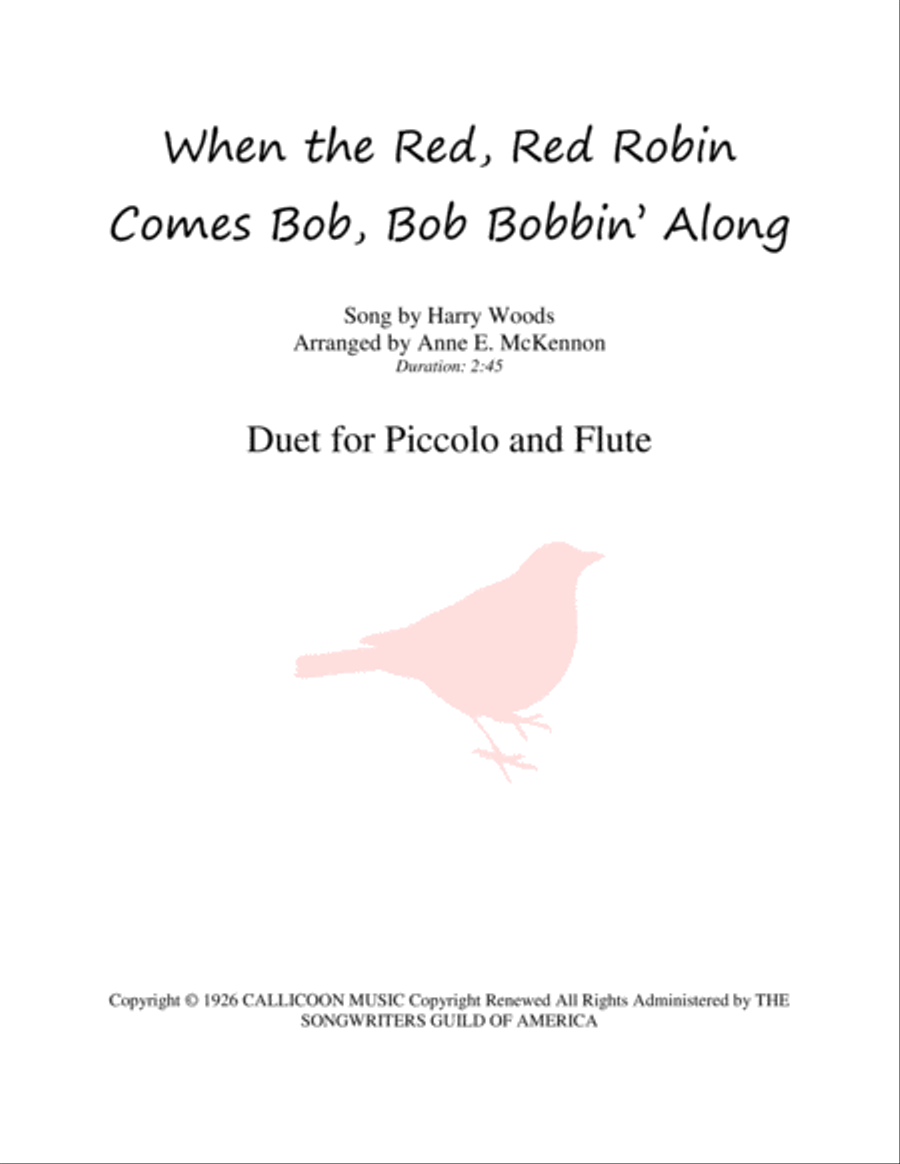 When The Red, Red Robin Comes Bob, Bob Bobbin' Along Flute Duet scores gallery preview page 1
