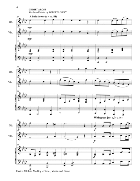EASTER ALLELUIA MEDLEY (Trio – Oboe, Violin/Piano) Score and Parts image number null