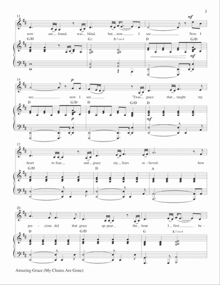 Amazing Grace (My Chains Are Gone) Medium Voice scores gallery preview page 3