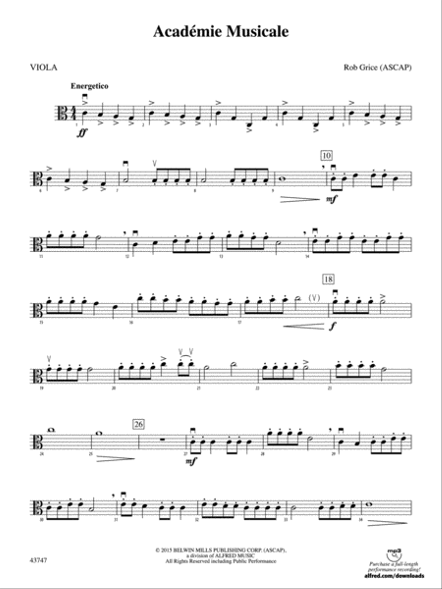 Academié Musicale: Viola String Orchestra scores gallery preview page 1