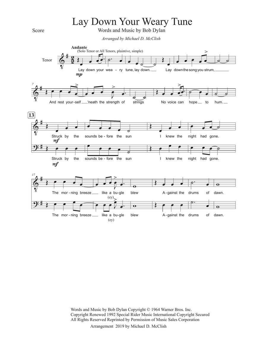 Lay Down Your Weary Tune 4-Part scores gallery preview page 1