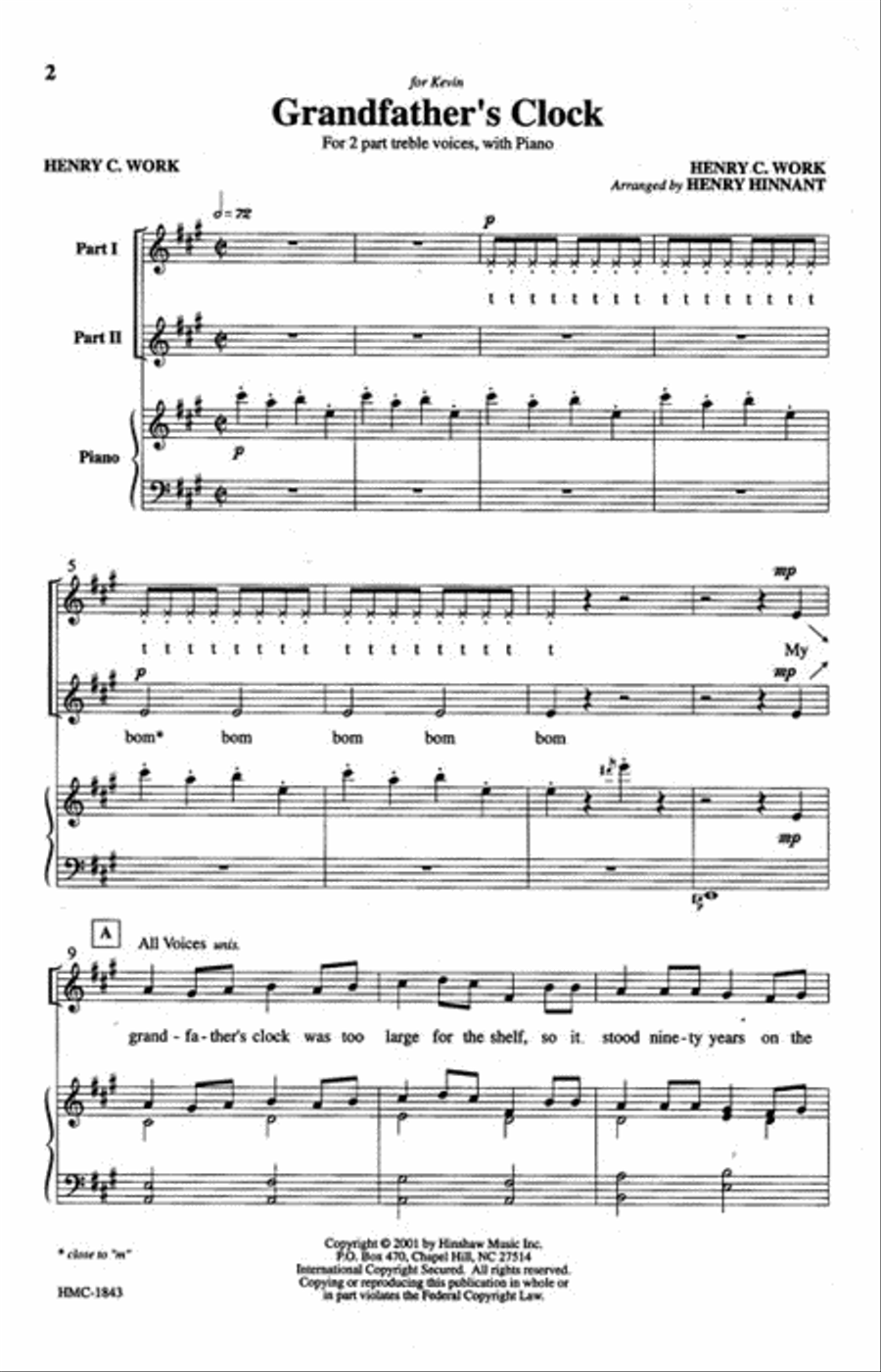 Grandfather's Clock Grandfather's Clock Choir scores gallery preview page 2