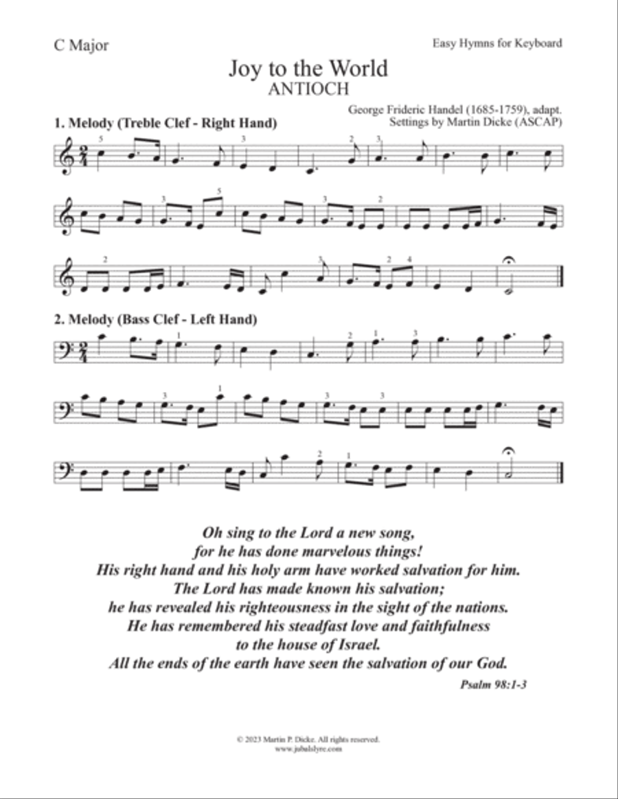 Joy to the World (Easy Hymns for Keyboard) Piano Method scores gallery preview page 3