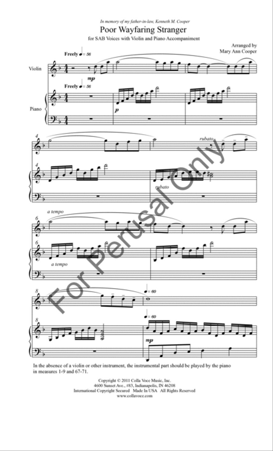 Poor Wayfaring Stranger 3-Part scores gallery preview page 2