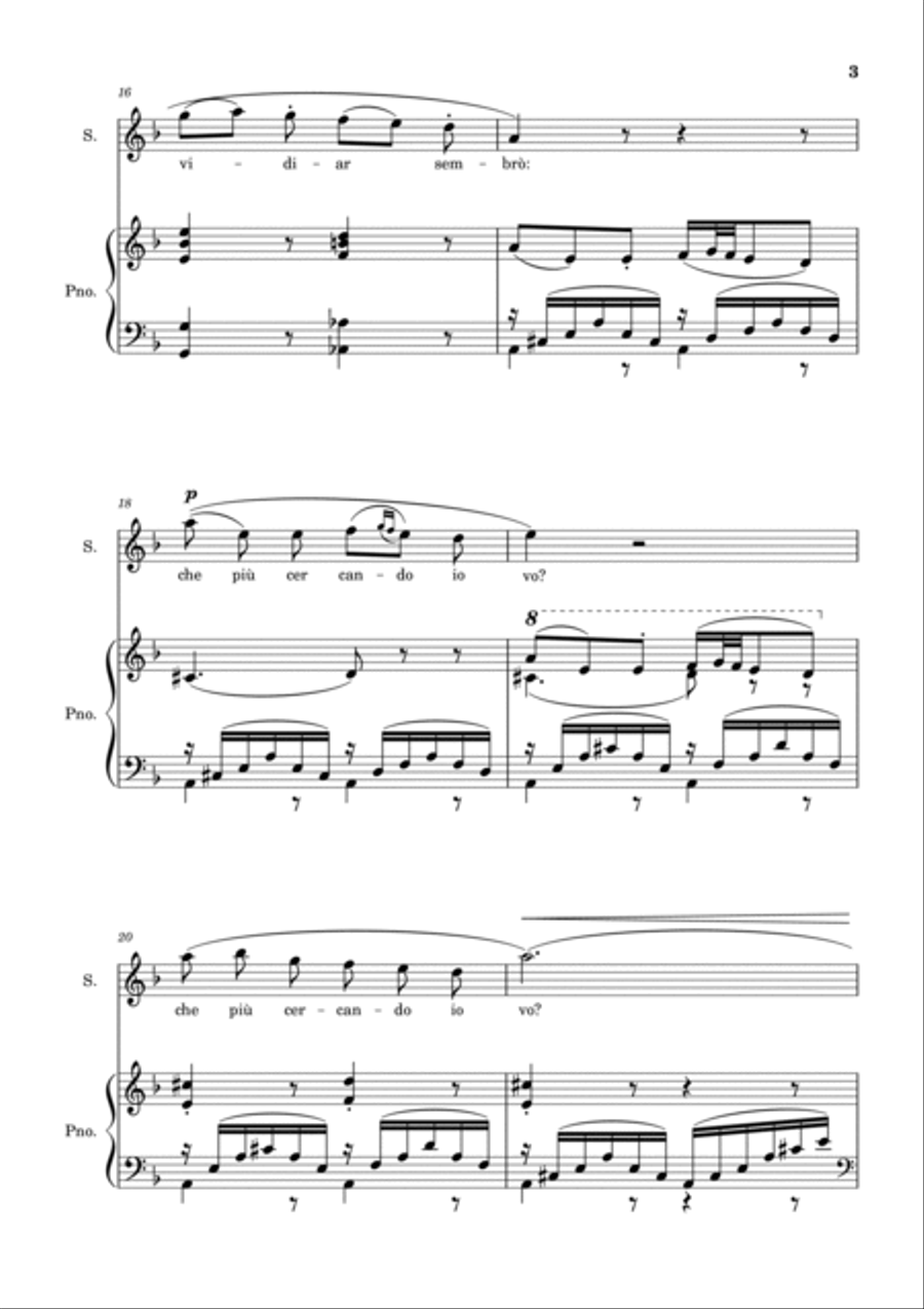 Una Furtiva Lagrima (Soprano in Dm) Piano, Vocal, Guitar scores gallery preview page 3