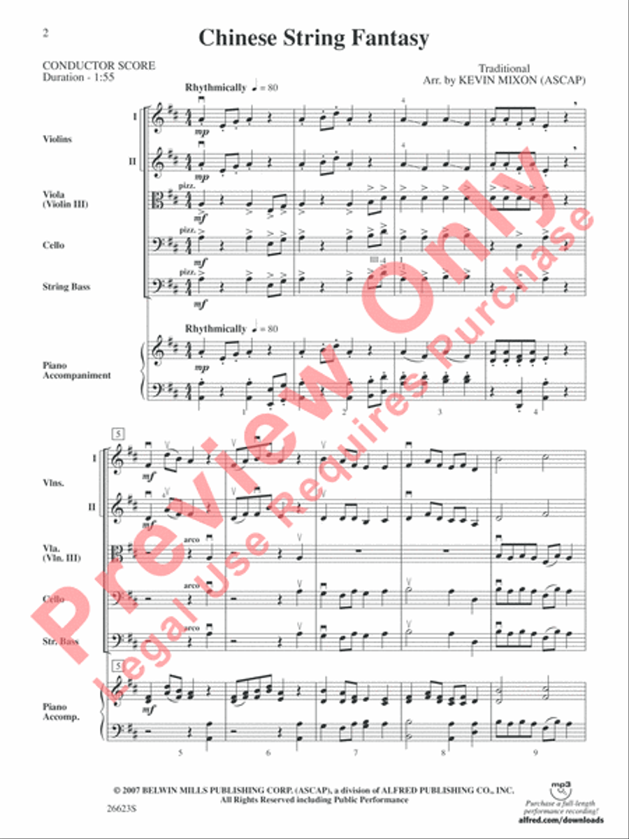 Chinese String Fantasy String Orchestra scores gallery preview page 3
