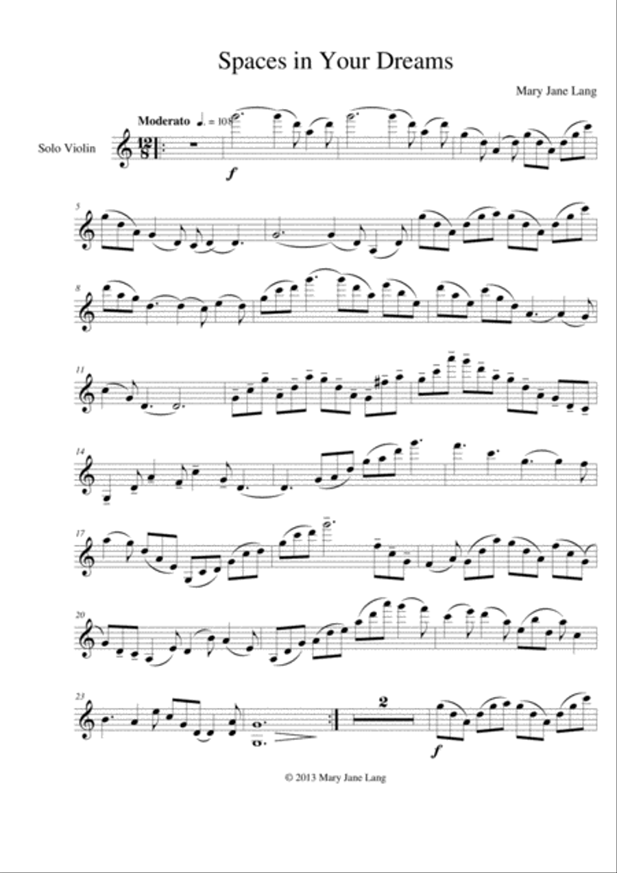 Spaces in Your Dreams Violin Solo scores gallery preview page 3