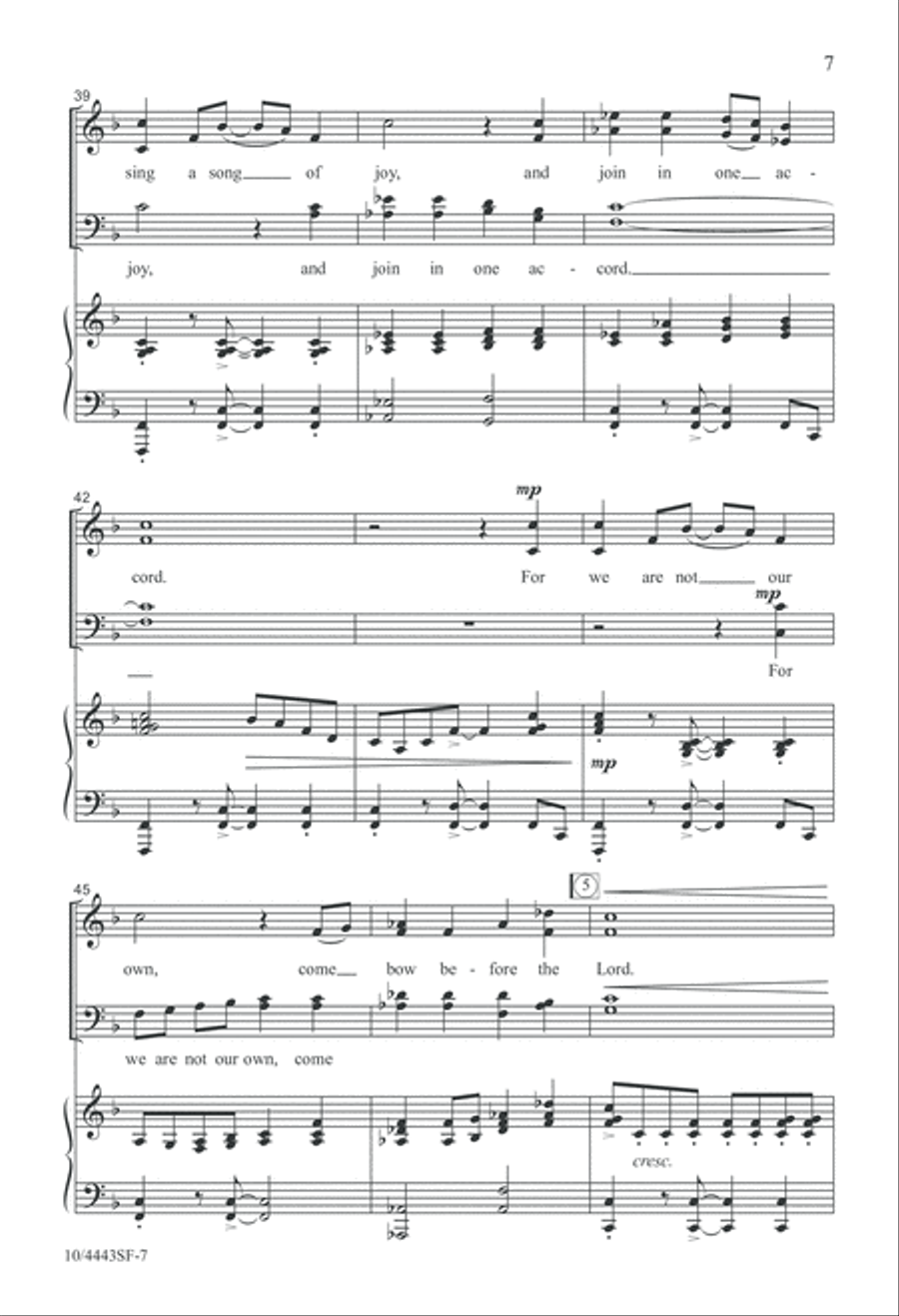 Come, Sing a Song of Joy! 4-Part scores gallery preview page 7