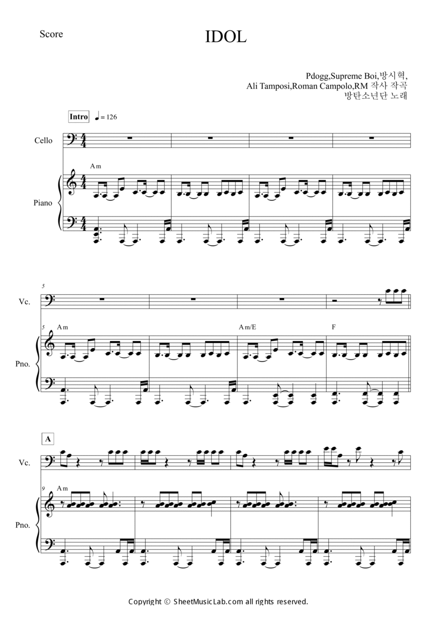 Idol Idol Piano scores gallery preview page 1