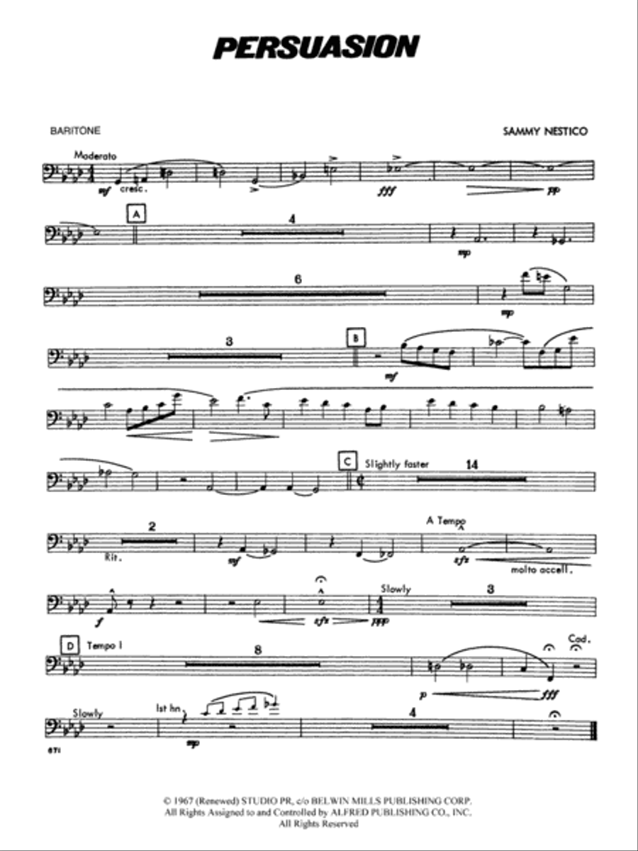 Persuasion: Baritone B.C. Concert Band scores gallery preview page 1