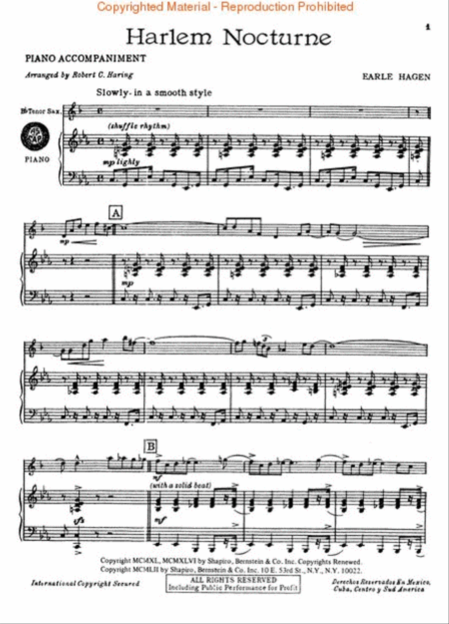 Harlem Nocturne (Tenor Saxophone) Tenor Saxophone scores gallery preview page 3