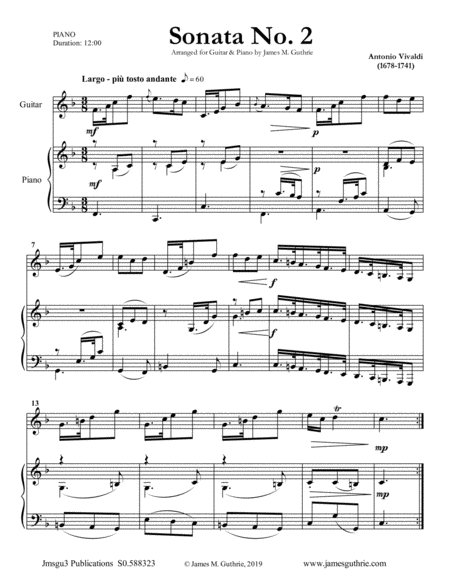 Vivaldi: Sonata No. 2 for Guitar & Piano image number null