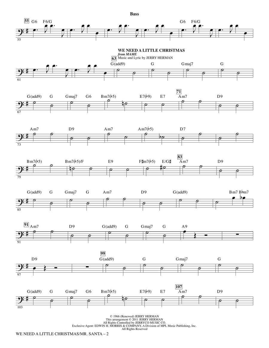 We Need a Little Christmas / Mister Santa - Bass Choir scores gallery preview page 2
