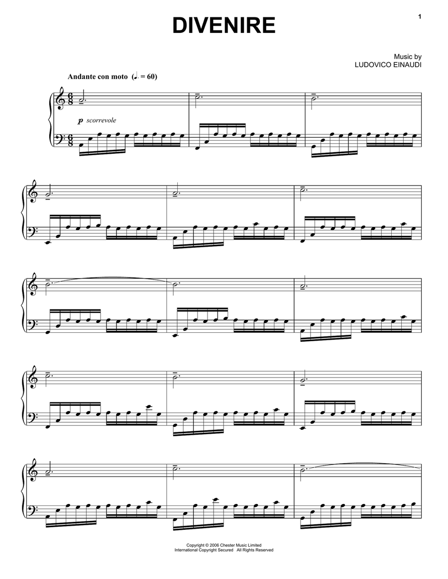 Divenire Piano Solo scores gallery preview page 1