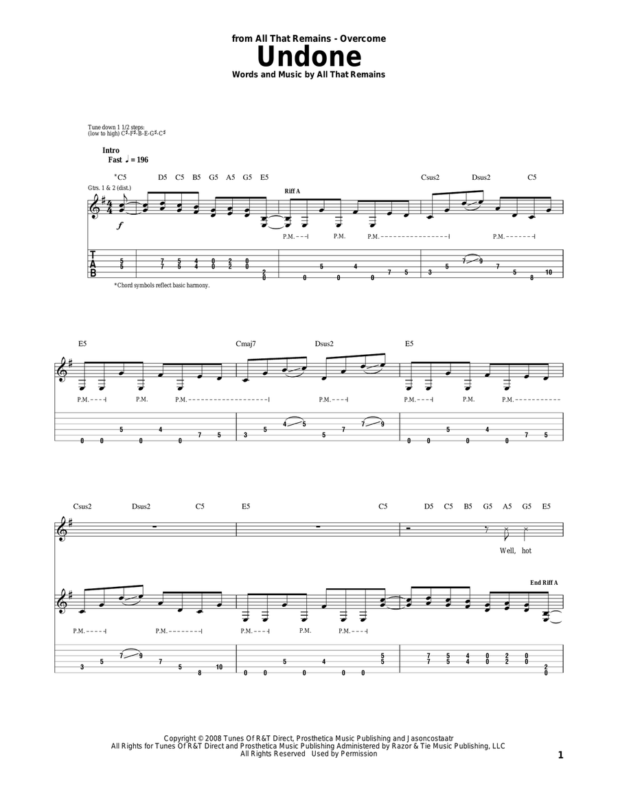 Undone Undone Acoustic Guitar scores gallery preview page 1