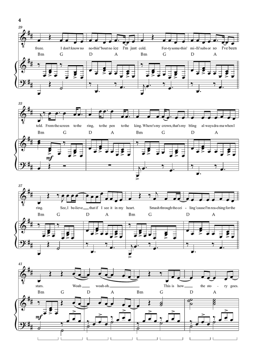 Thick Of It Piano, Vocal scores gallery preview page 4