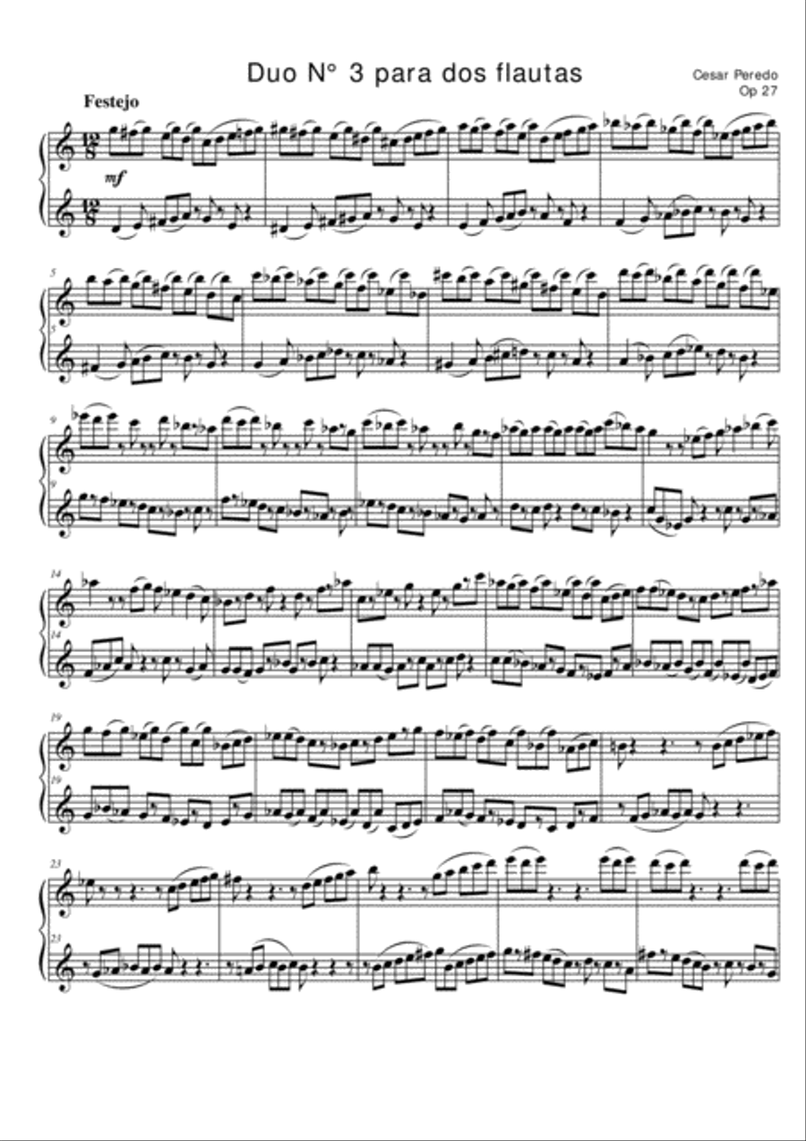 Duo N° 3 Op 27 para dos flautas y cajón (for two flutes and cajon) Flute Duet scores gallery preview page 2