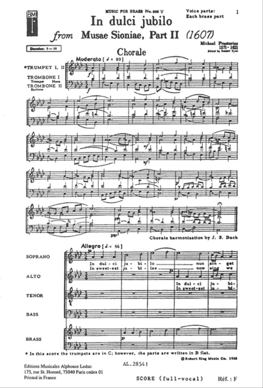 In Dulci Jubilo from Musae Sioniae, Part II (1607) Choir scores gallery preview page 1