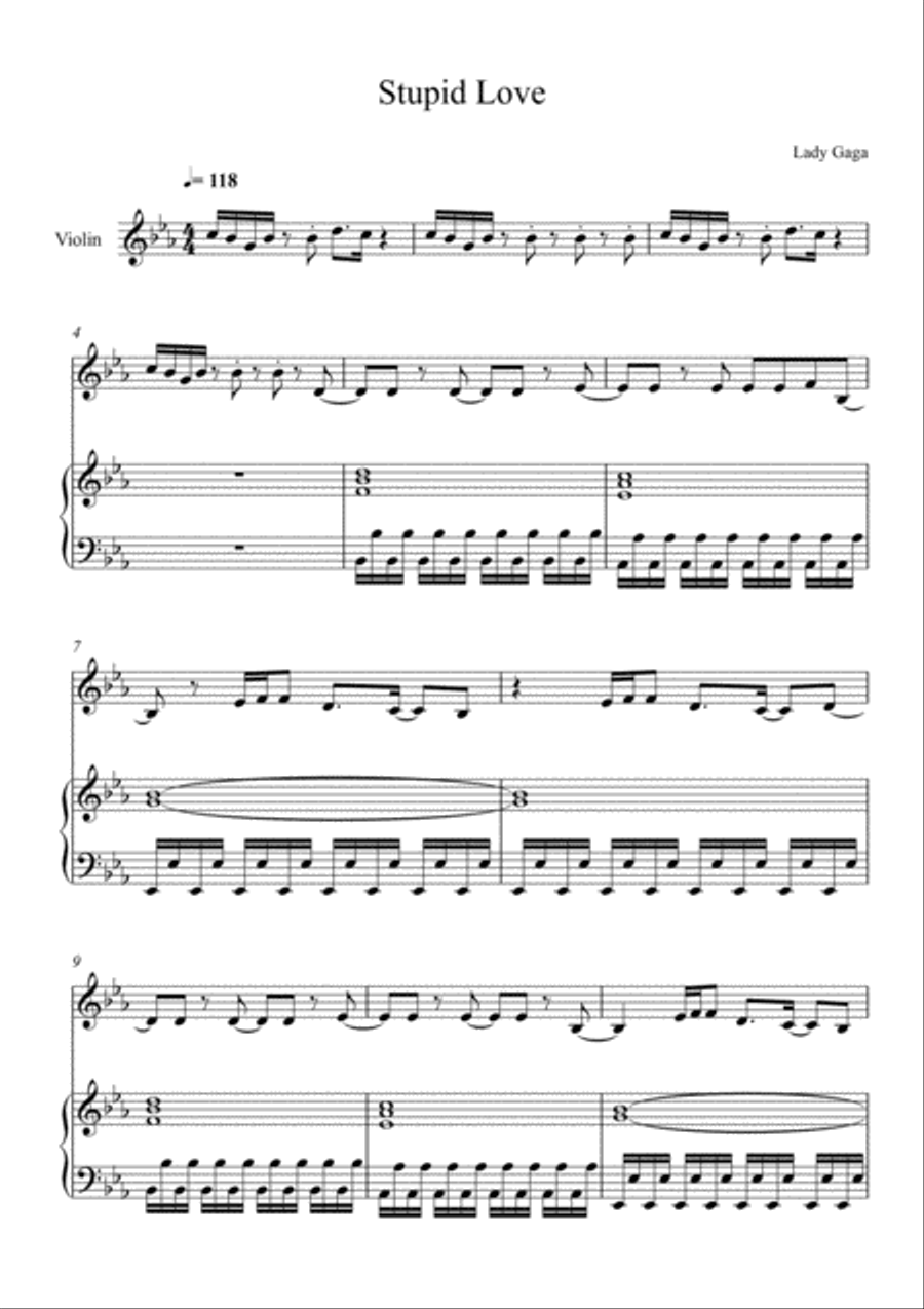 Stupid Love Violin Solo scores gallery preview page 1