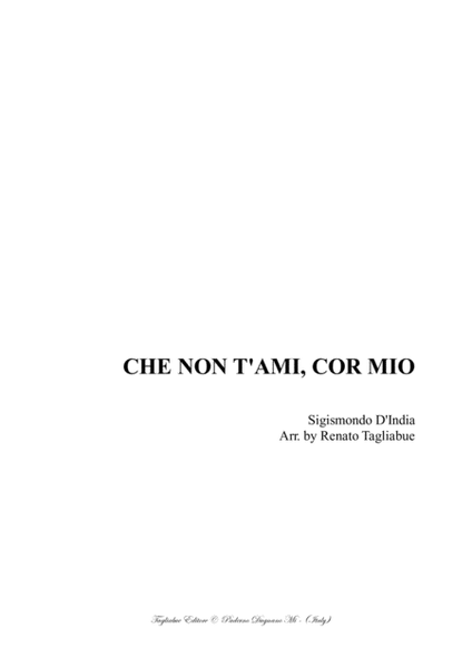 CHE NON T'AMI, COR MIO - Sigismondo d'India - Arr. for SSTTB Choir image number null