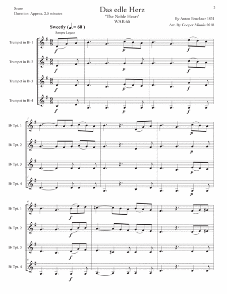 Three Pieces by Anton Bruckner: Trumpet Quartet- Full Scores
