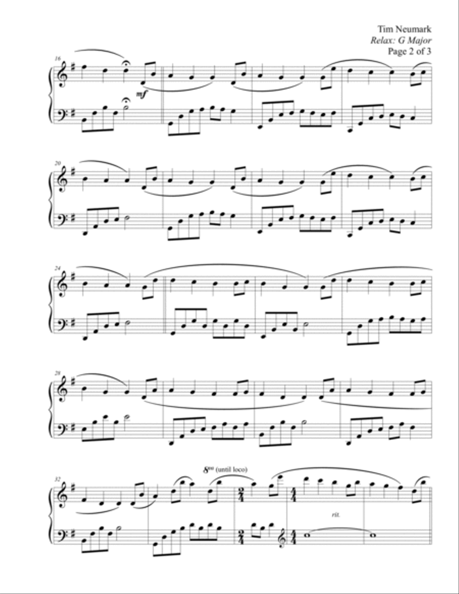 Relax: G Major Piano Solo scores gallery preview page 2
