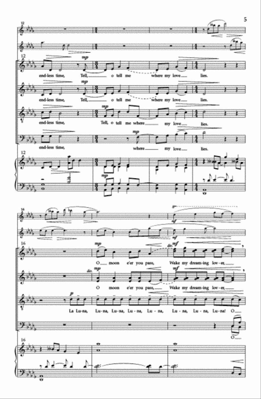 Song to the Moon (SATB divisi) Divisi scores gallery preview page 4