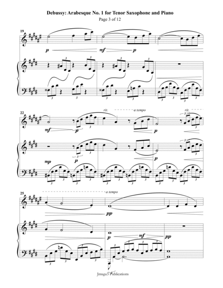 Debussy: Arabesque 1 for Tenor Sax & Piano image number null