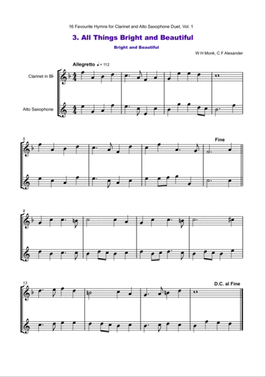 16 Favourite Hymns Vol.1 for Clarinet and Alto Saxophone Duet Woodwind Duet scores gallery preview page 4