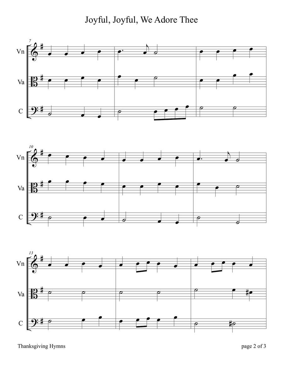 Joyful, Joyful, We Adore Thee (for String Trio – Violin, Viola, and Cello) String Trio scores gallery preview page 4