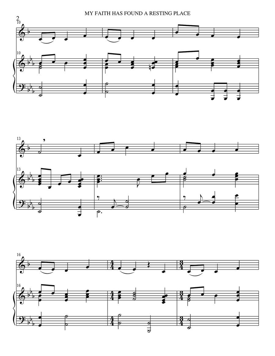 My Faith Has Found a Resting Place (Trp Piano and trp part) Trumpet Duet scores gallery preview page 2