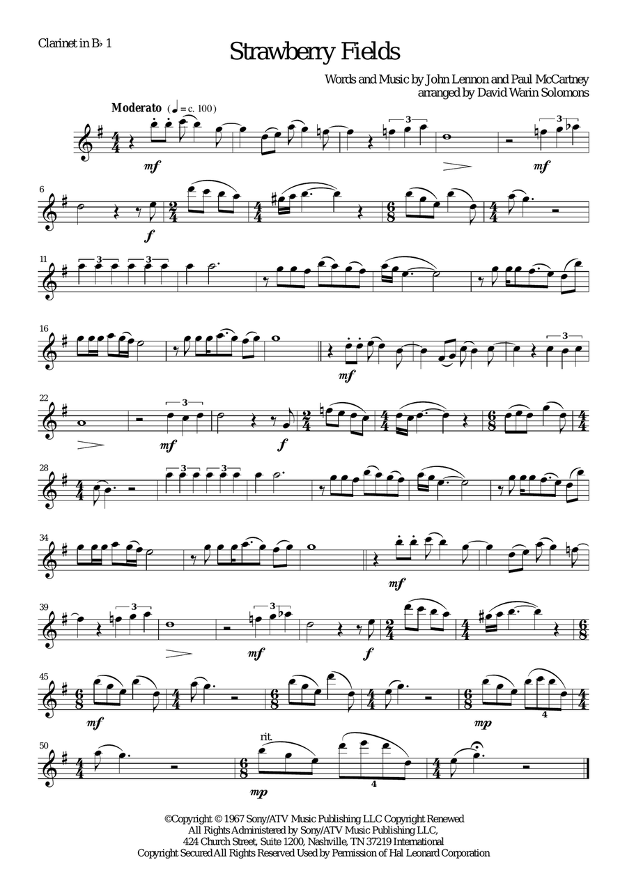 Strawberry Fields Forever Clarinet scores gallery preview page 4