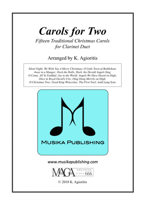 Book cover for Carols for Two - Fifteen Carols for Clarinet Duet