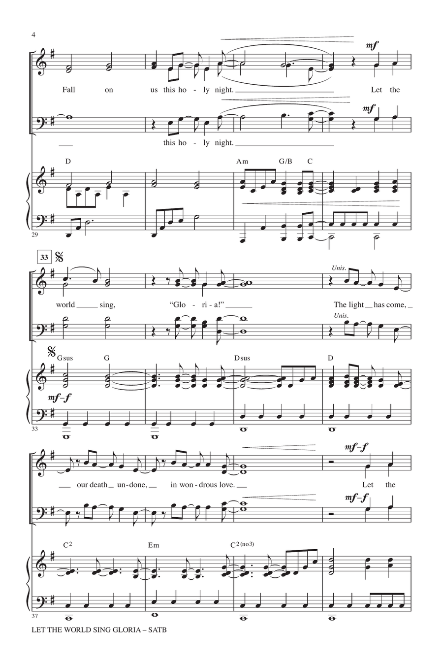 Let The World Sing Gloria 4-Part scores gallery preview page 3