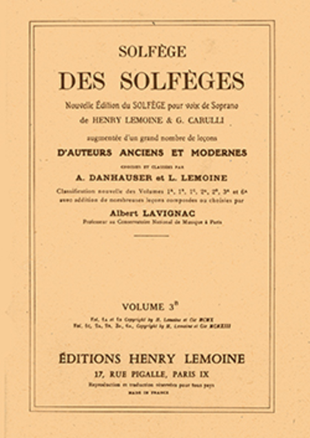 Solfege Des Solfeges - Volume 3B Sans Accompagnement
