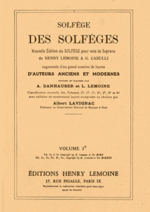 Book cover for Solfege des Solfeges - Volume 3B sans accompagnement
