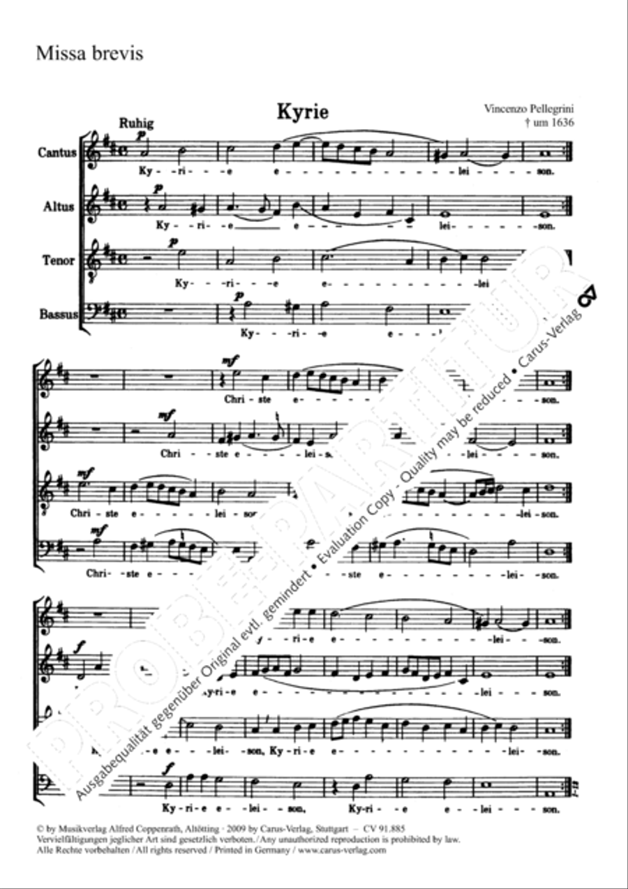 Missa brevis in D minor Missa brevis in D minor 4-Part scores gallery preview page 4