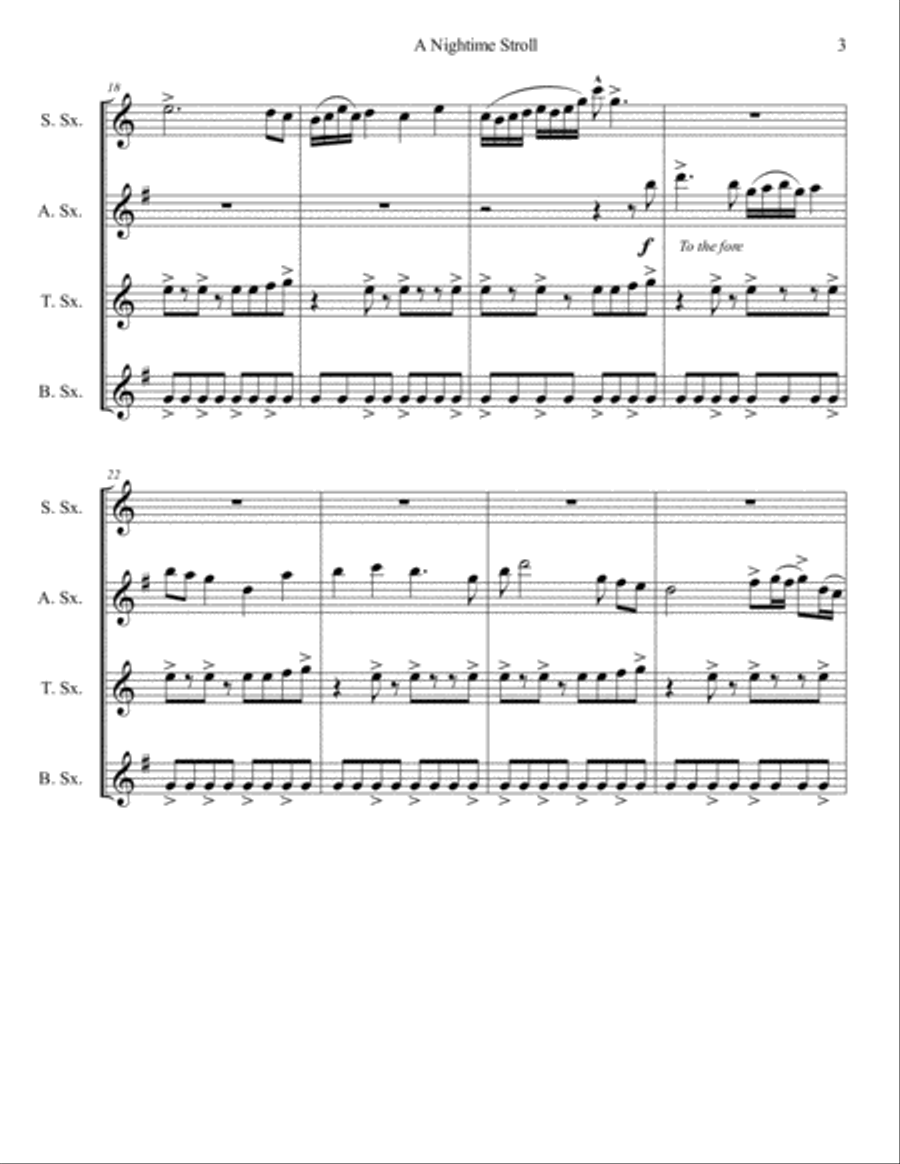 A Nightime Stroll Woodwind Quartet scores gallery preview page 4
