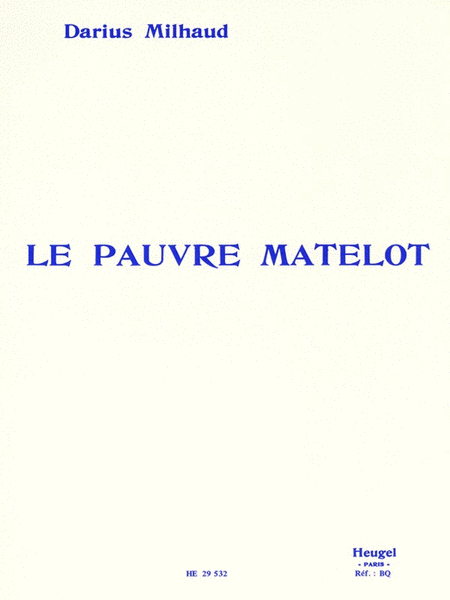 Milhaud Darius Pauvre Matelot Voice & Piano Book